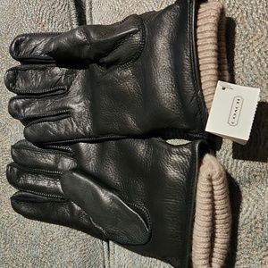 New mens coach deerskin gloves wool lined